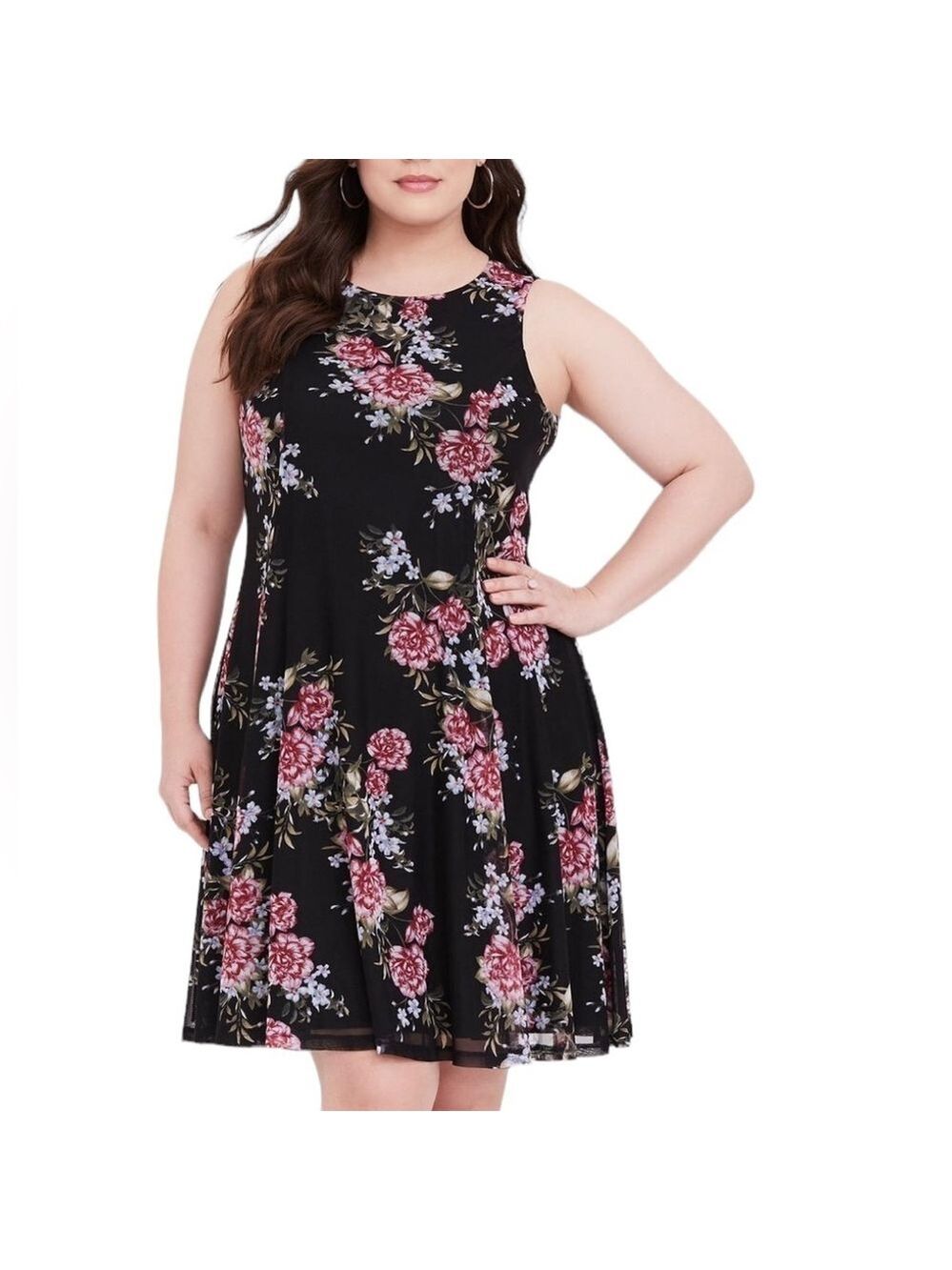NWT Torrid Mesh Trapeze Dress sleeveless keyhole back flowy Plus Sz 4X $64.90